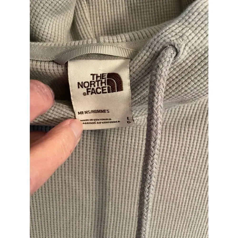 The North Face Men’s Waffle Knit Gray Hooded Pullover L